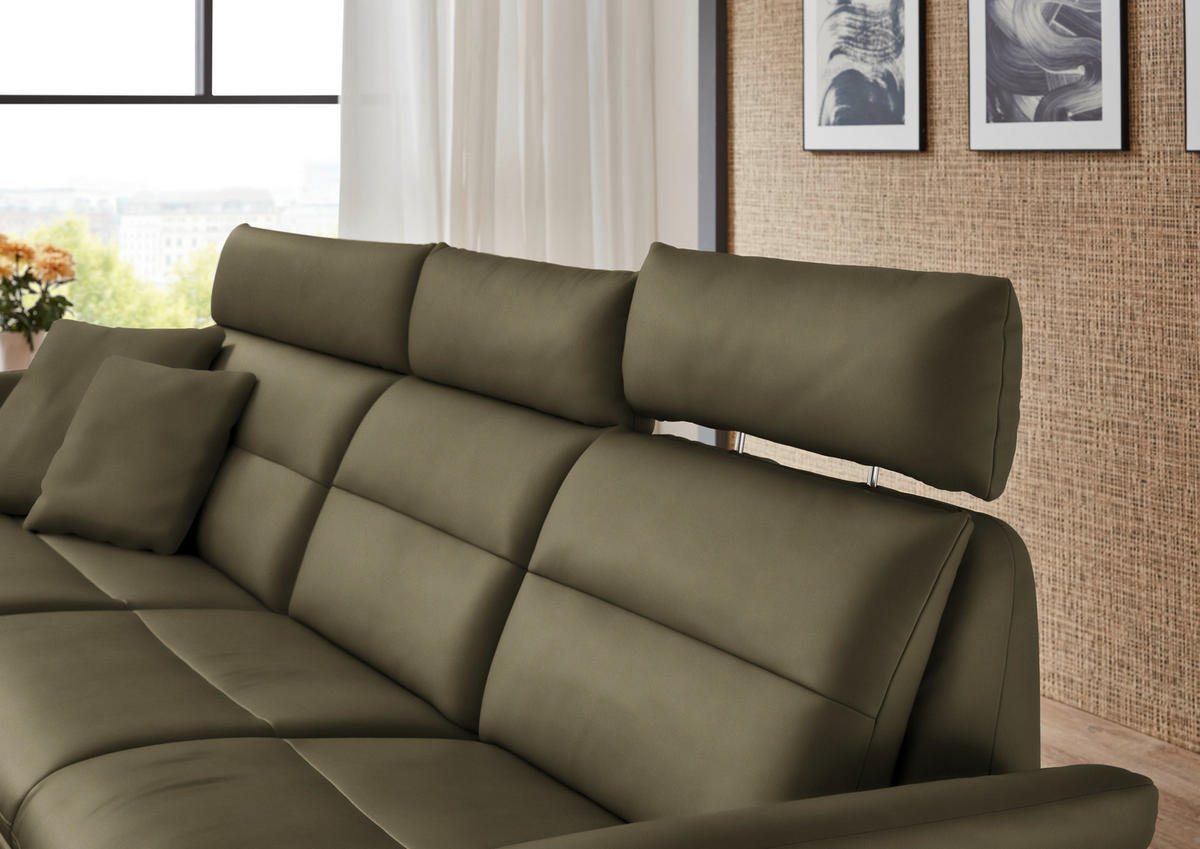 ECKSOFA in Echtleder Olivgrün  - Schwarz/Olivgrün, Design, Leder/Metall (169/298cm) - Dieter Knoll