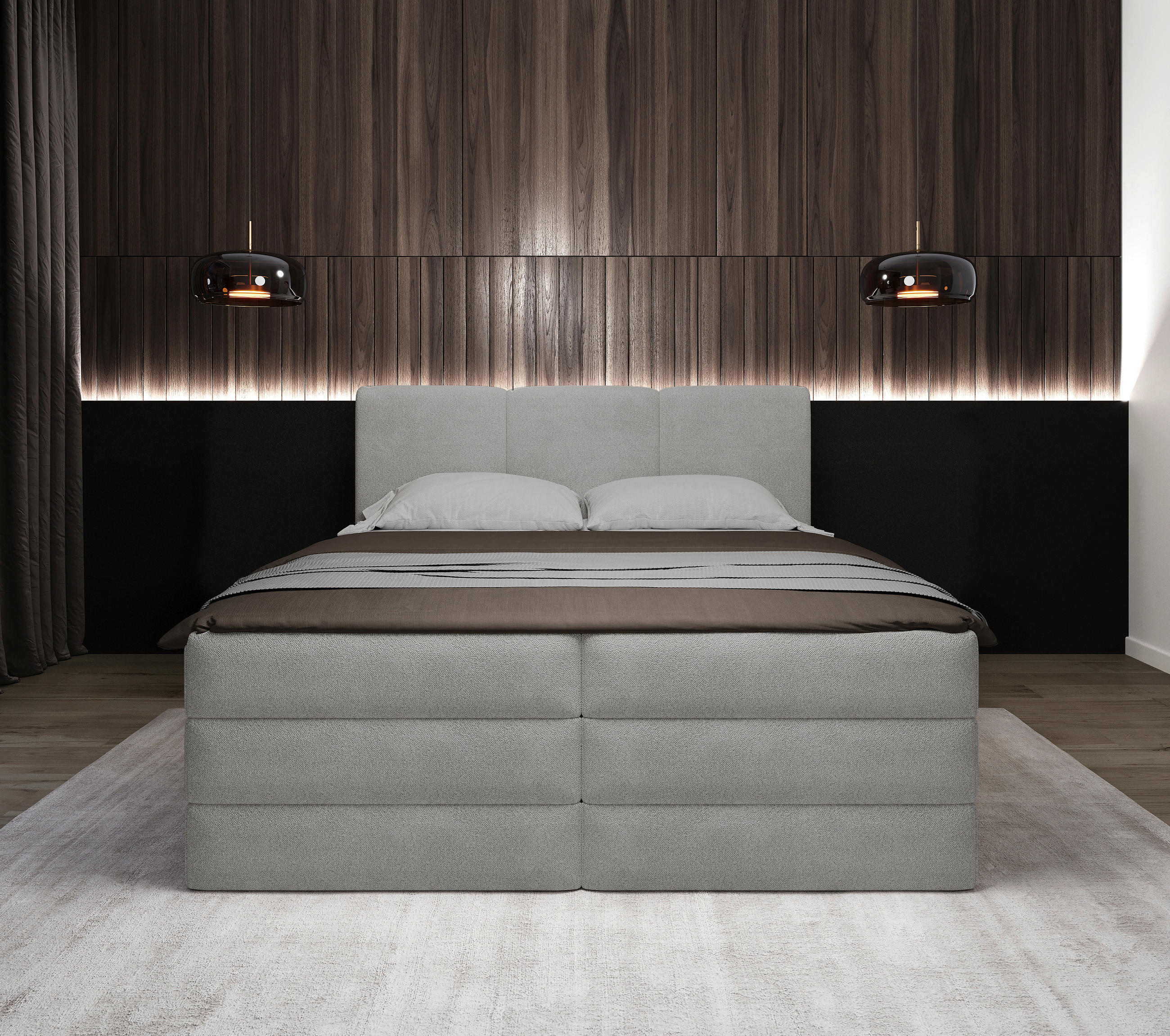 Mid.you Boxspringbett Grau 180x220 cm