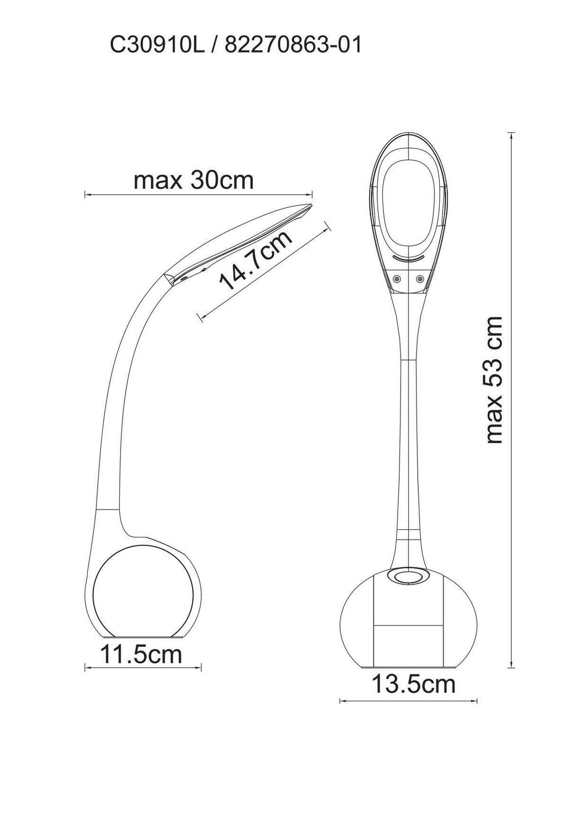 Lampă De Birou Cu Led 51/13,5/11,5 cm    - alb, Trend, plastic (51/13,5/11,5cm) - Boxxx