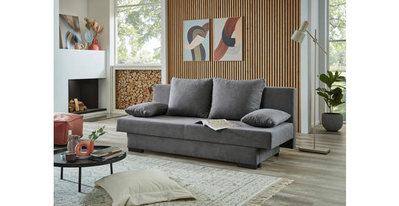 SCHLAFSOFA Webstoff Grau Rückenkissen, Armlehnenkissen, Bettkasten, Schlaffunktion, Rücken echt, Liegefläche im Originalstoff  - Schwarz/Grau, KONVENTIONELL, Kunststoff/Textil (190/80/83cm) - Carryhome