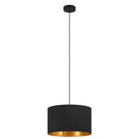 HÄNGLAMPA Zaragoza 38/110 cm  - svart/guldfärgad, Klassisk, metall/textil (38/110cm) - Eglo