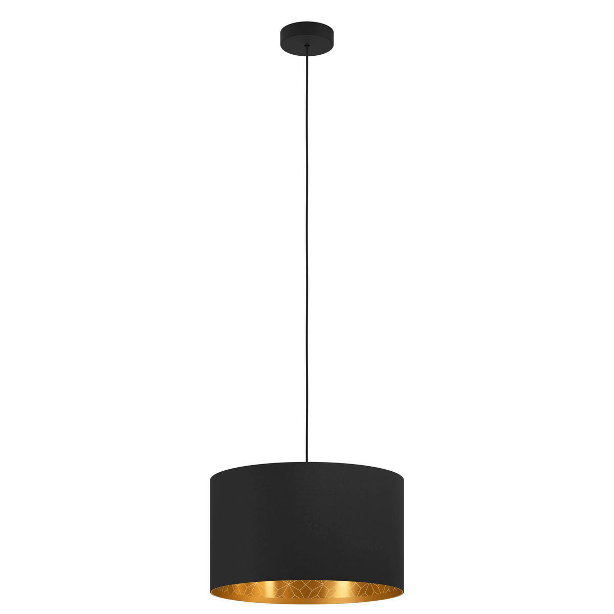 HÄNGLAMPA Zaragoza 38/110 cm  - svart/guldfärgad, Klassisk, metall/textil (38/110cm) - Eglo