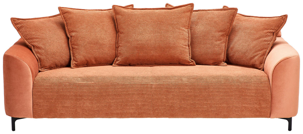 3-SITZER-SOFA in Cord, Velours Rostfarben  - Rostfarben/Schwarz, KONVENTIONELL, Textil/Metall (228/84/99cm) - Carryhome