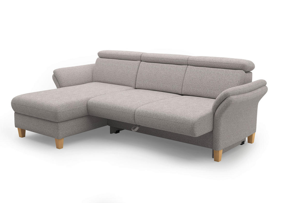 ECKSOFA GLENDALE E Silberfarben Chenille  - Eichefarben/Silberfarben, KONVENTIONELL, Holz/Textil (166/253cm) - Sit & More