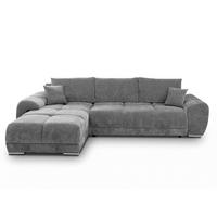 ECKSOFA  in Chenille Grau  - Chromfarben/Schwarz, KONVENTIONELL, Kunststoff/Textil (183/290cm) - Xora