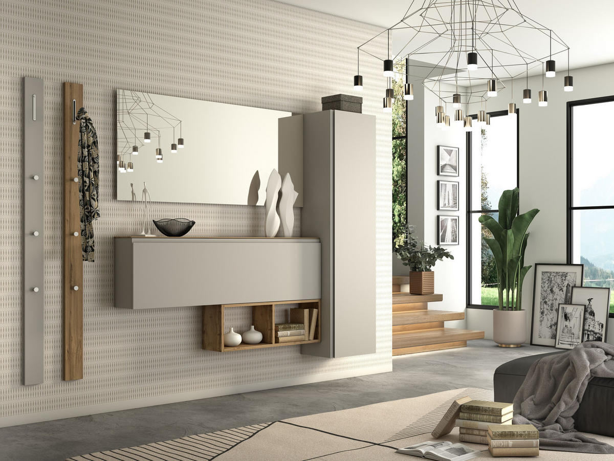 GARDEROBENPANEEL  in 10/165/5 cm  - Eichefarben, Design, Holzwerkstoff/Metall (10/165/5cm) - Moderano