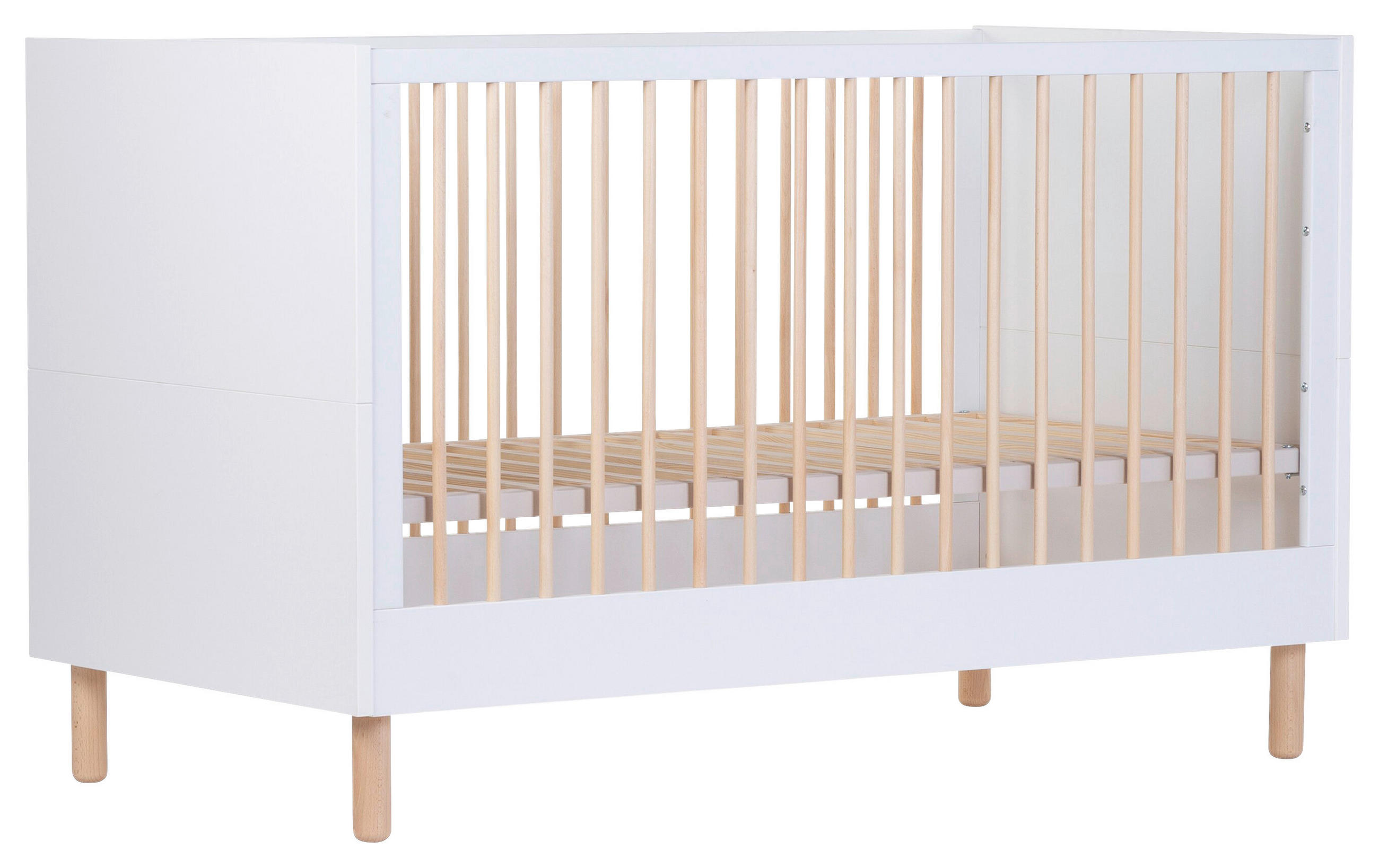 Childhome Gitterbett Wonder White 2in1 Natur, Weiß 90x75x145 cm