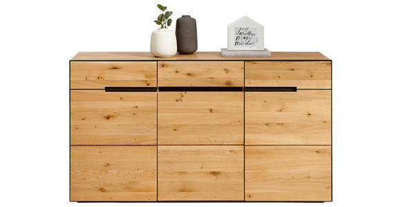 SIDEBOARD Wildeiche furniert, teilmassiv Anthrazit, Eichefarben Einlegeböden  - Eichefarben/Anthrazit, KONVENTIONELL, Holz/Holzwerkstoff (152/84/38cm) - Linea Natura