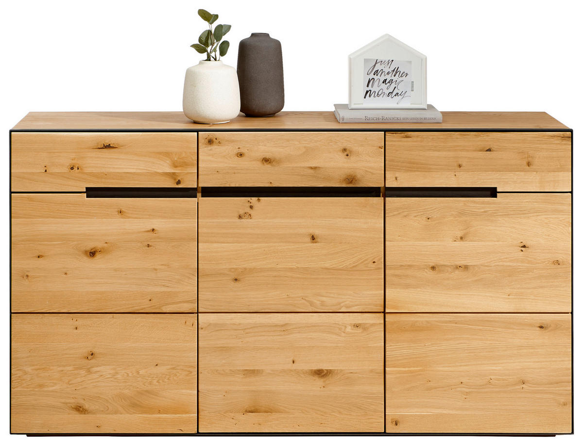 KOMODA, antracit, barve hrasta  - barve hrasta/antracit, Konvencionalno, kovina/leseni material (152/84/38cm) - Linea Natura