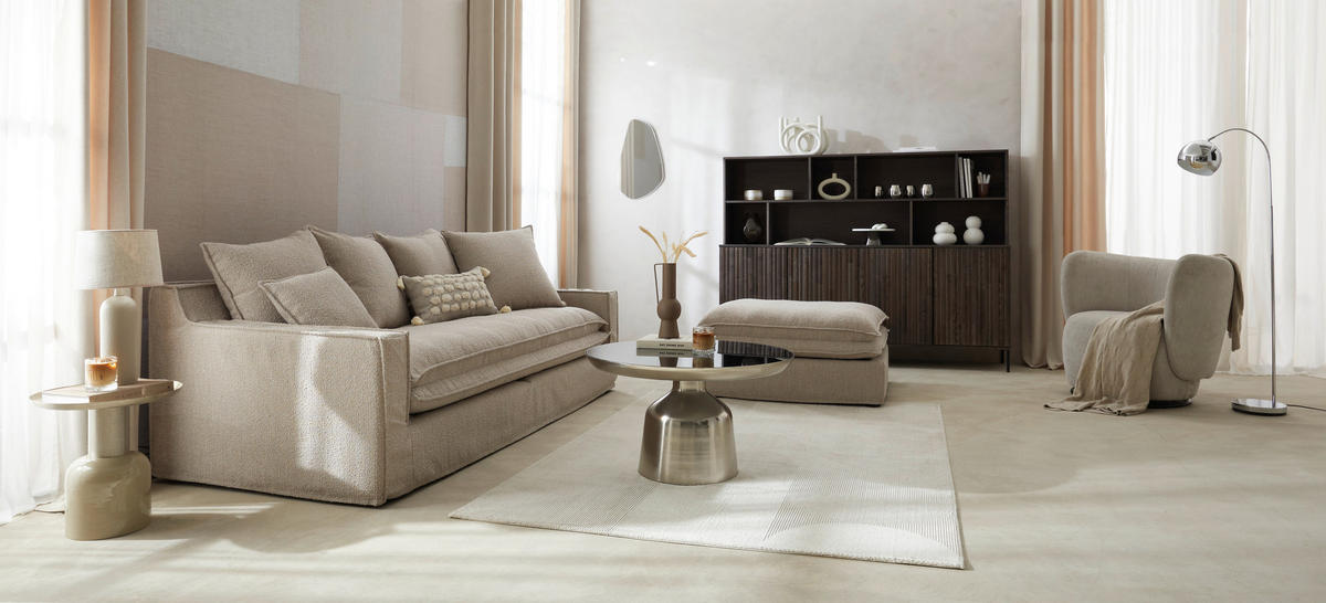 COCKTAILSESSEL in Flachgewebe Beige  - Hellbraun/Beige, Design, Textil/Metall (92/80/84cm) - Livetastic