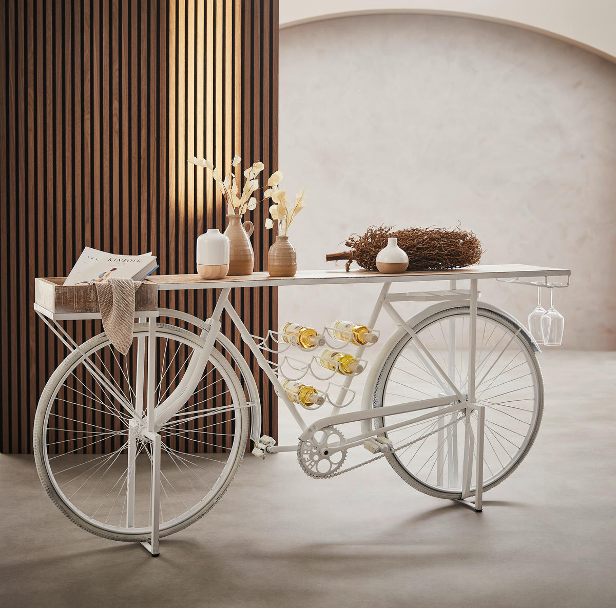 KONZOLNI STO  bela  - bela, Trendi, drvo/metal (183/36/85cm) - Ambia Home