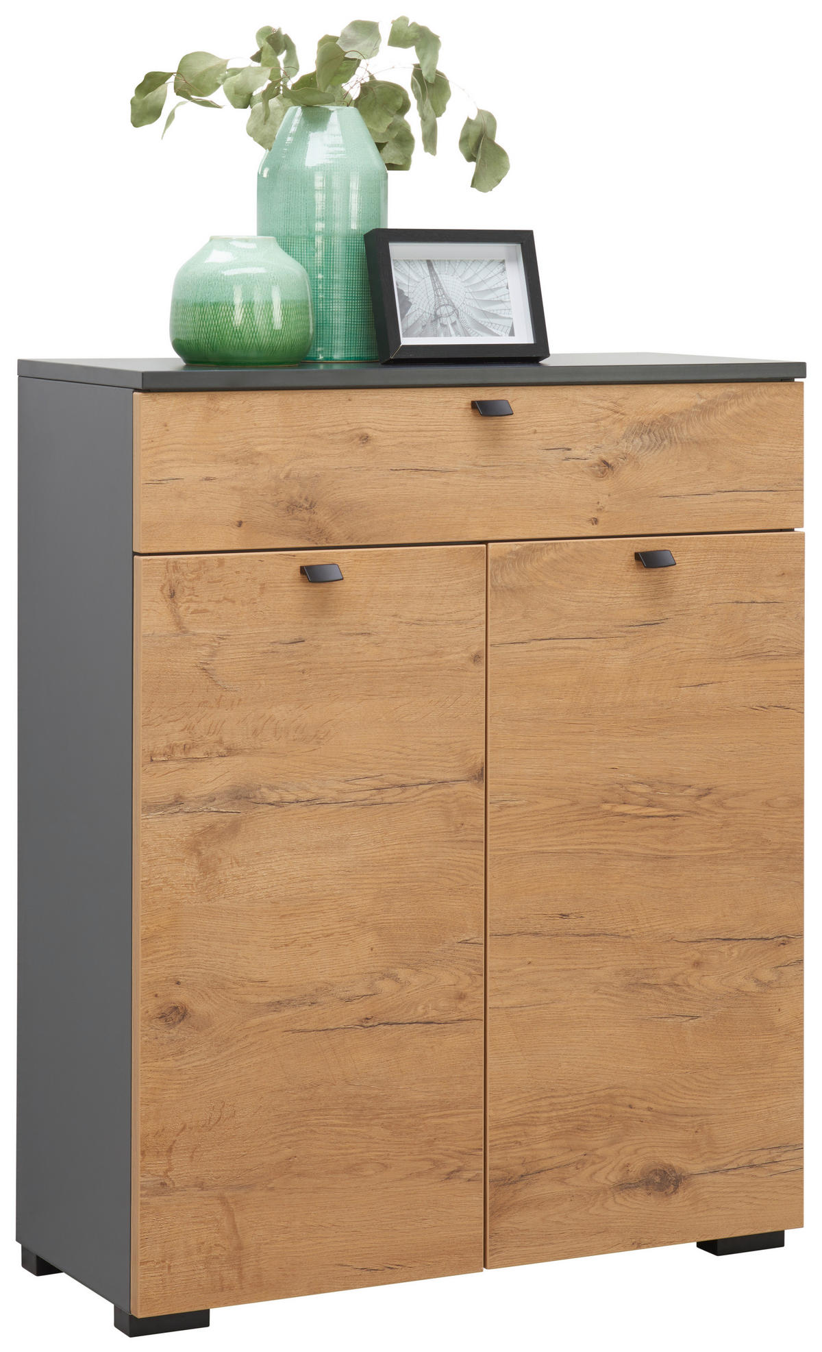 SCHUHSCHRANK Anthrazit, Eichefarben  - Eichefarben/Anthrazit, MODERN, Holzwerkstoff (80/100/34cm) - Moderano