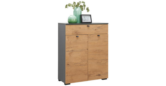 SCHUHSCHRANK  in 80/100/34 cm  - Eichefarben/Anthrazit, MODERN, Holzwerkstoff (80/100/34cm) - Moderano