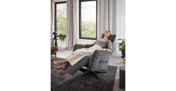 RELAXSESSEL Flachgewebe Kopfteilverstellung, Fußteilverstellung, Rücken echt - Dunkelgrau/Schwarz, Design, Textil/Metall (78/113/90cm) - Dieter Knoll