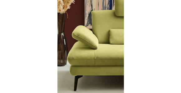 ECKSOFA  in Chenille, Flachgewebe Hellgrün Rücken echt  284/180 cm  - Schwarz/Hellgrün, Design, Textil/Metall (284/180cm) - Dieter Knoll