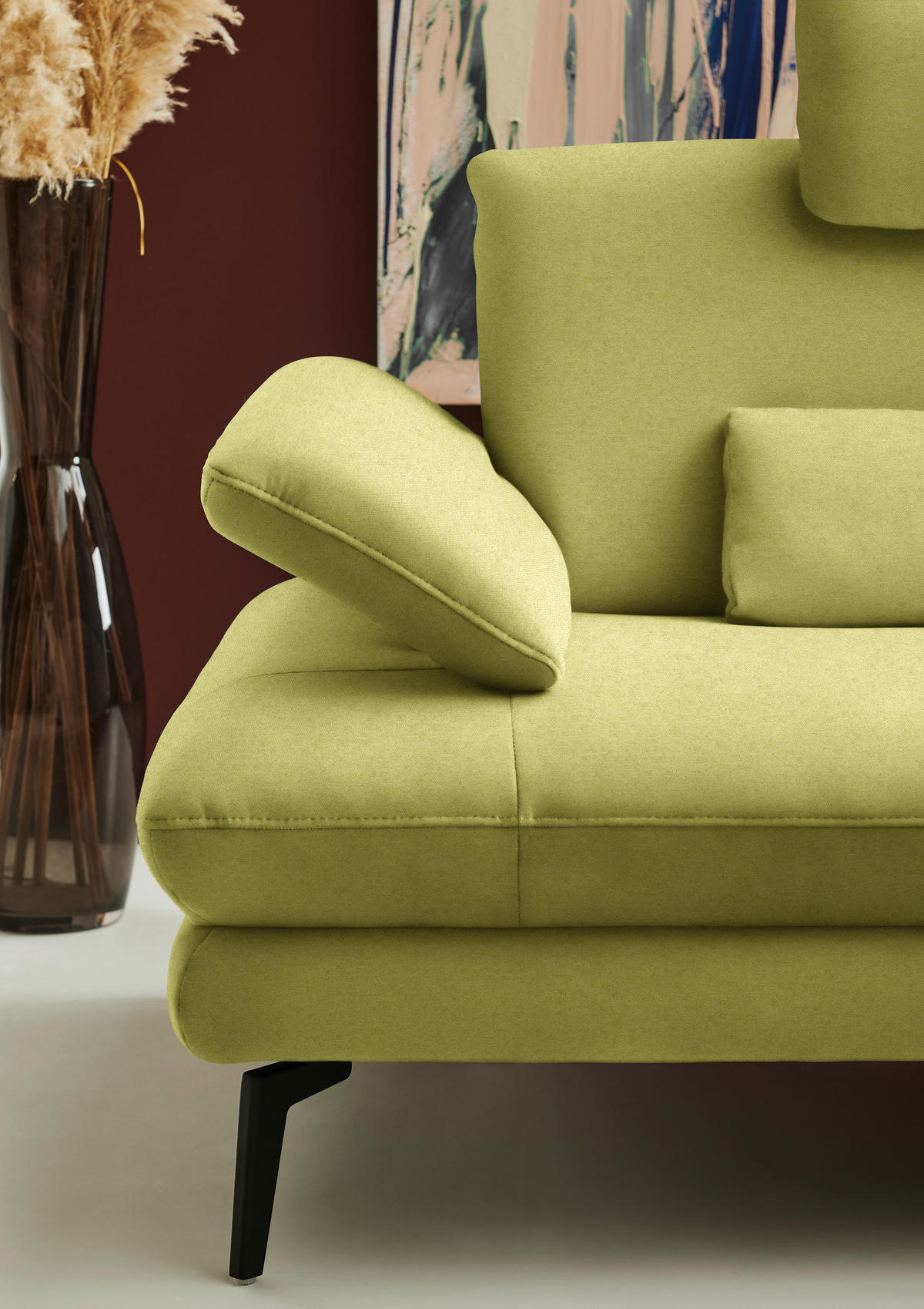 ECKSOFA  in Chenille, Flachgewebe Hellgrün  284/180 cm  - Schwarz/Hellgrün, Design, Textil/Metall (284/180cm) - Dieter Knoll