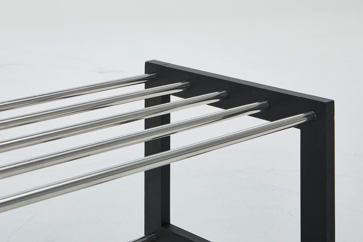 SCHUHREGAL Schwarz, Silberfarben  - Silberfarben/Schwarz, Basics, Holzwerkstoff/Metall (77.8/55.8/34.4cm) - Carryhome