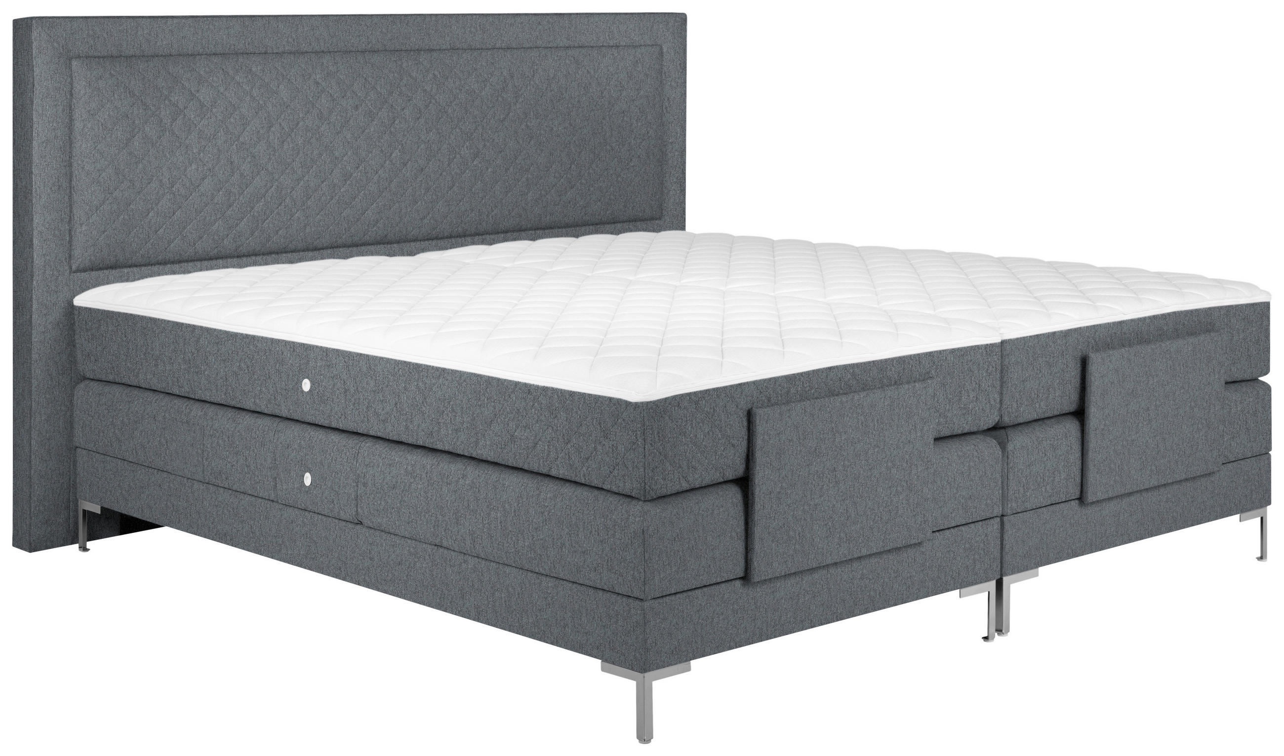 BOXSPRINGBETT 160/200 cm  in Dunkelgrau  - Dunkelgrau/Alufarben, Design, Textil/Metall (160/200cm) - Welnova
