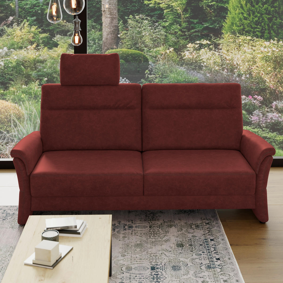 3,5-SITZER - Rotbraun/Schwarz, Konventionell, Kunststoff/Textil (205/98/91cm) - Elegando