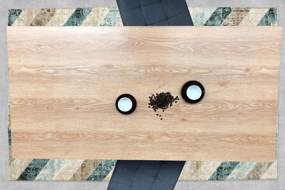 ESSTISCH rechteckig Naturfarben, Schwarz  - Schwarz/Naturfarben, Design, Holzwerkstoff/Metall (140/70/73cm) - Livetastic