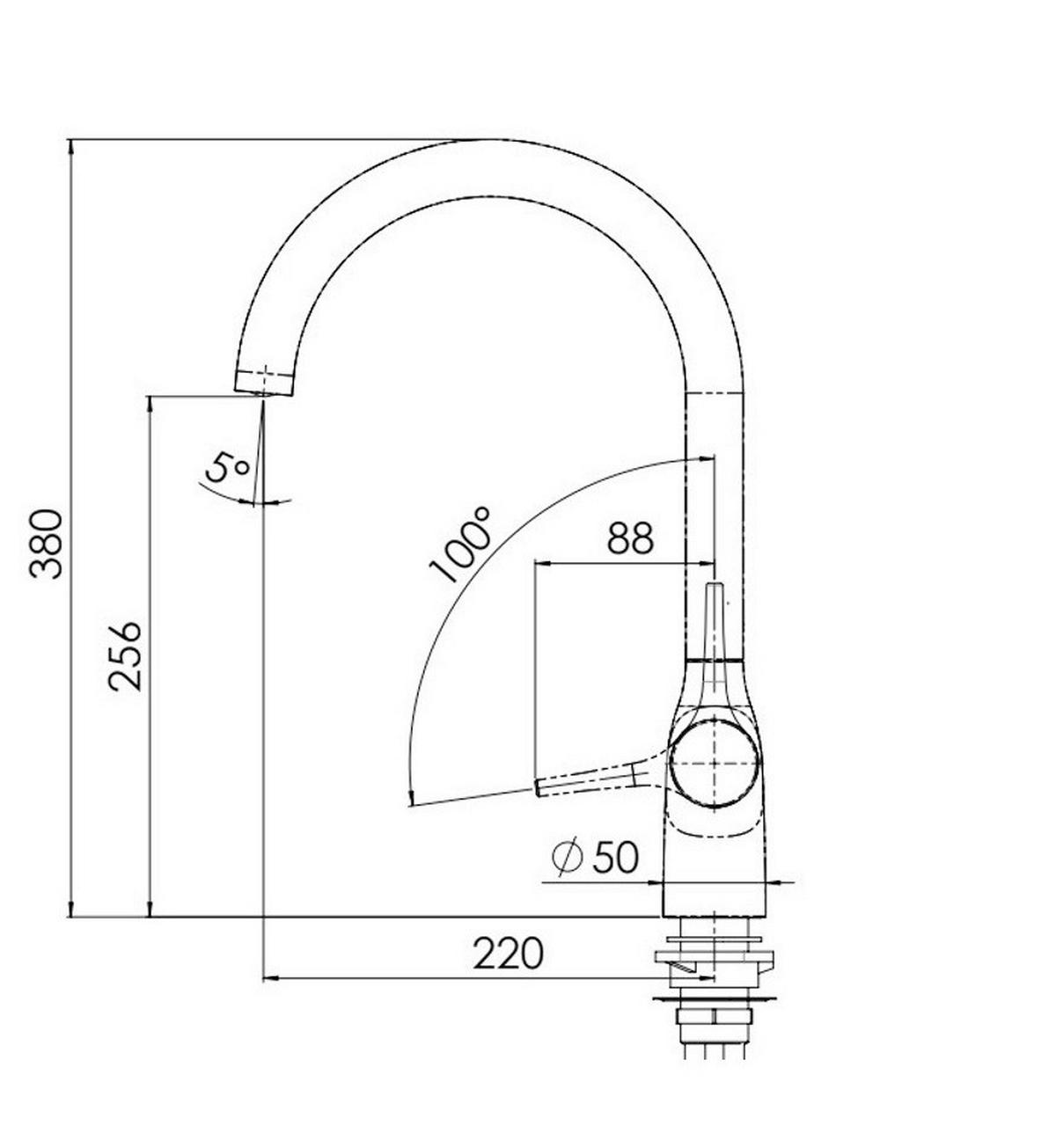 KÜCHENARMATUR - Chromfarben, Basics, Metall (57/30/7cm) - HKT