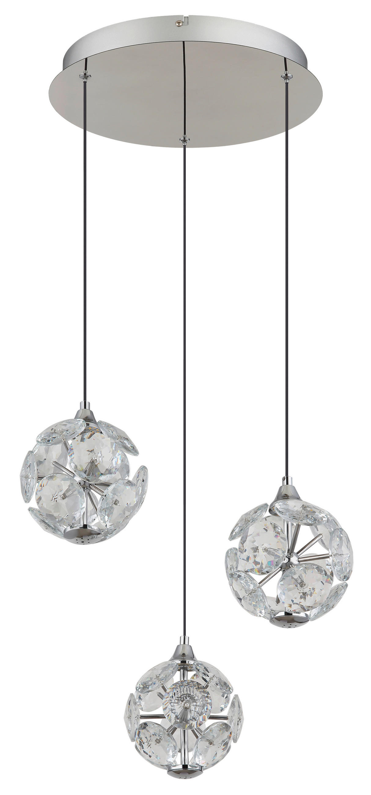LED-HÄNGELEUCHTE VIRINA 42/15 cm - Klar/Chromfarben, KONVENTIONELL, Glas/Kunststoff (42/15cm) - Globo