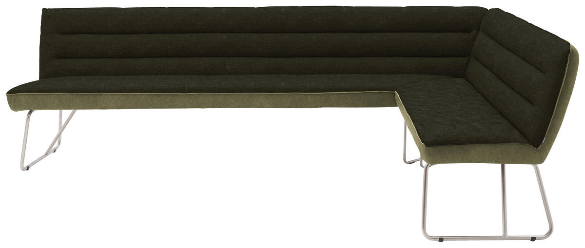 ECKBANK 304/184 cm  in Grün, Edelstahlfarben  - Edelstahlfarben/Grün, Design, Textil/Metall (304/184cm) - Dieter Knoll