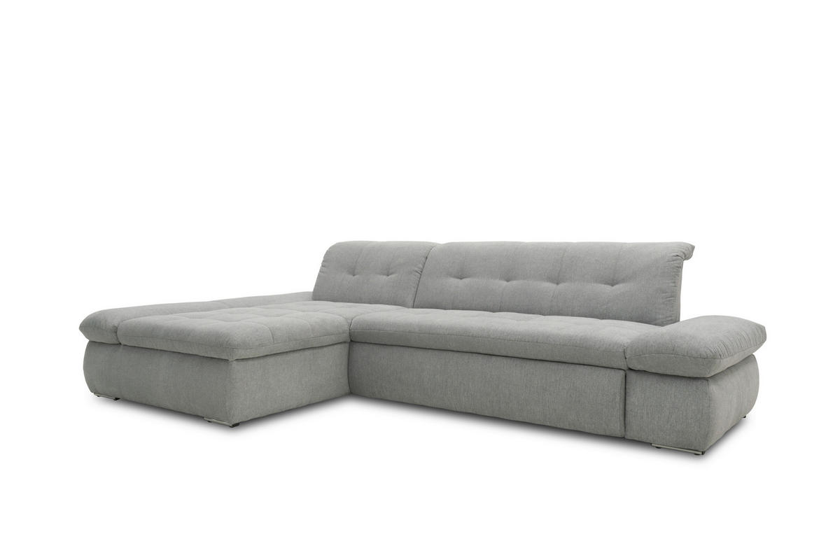 ECKSOFA in Mikrofaser Grau  172/300 cm  - Chromfarben/Grau, KONVENTIONELL, Textil/Metall (172/300cm) - MID.YOU