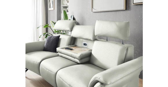 TRAPEZSOFA in Mikrofaser Hellgrau - Hellgrau/Schwarz, KONVENTIONELL, Textil/Metall (221/103/95cm) - Dieter Knoll