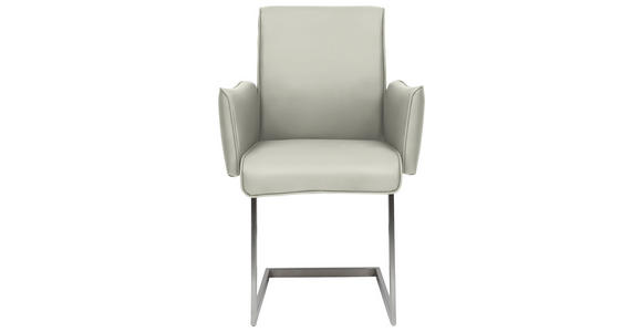 ARMLEHNSTUHL , , Mikrofaser  - Edelstahlfarben/Hellgrau, Design, Holzwerkstoff/Textil (63/91/60cm) - Dieter Knoll