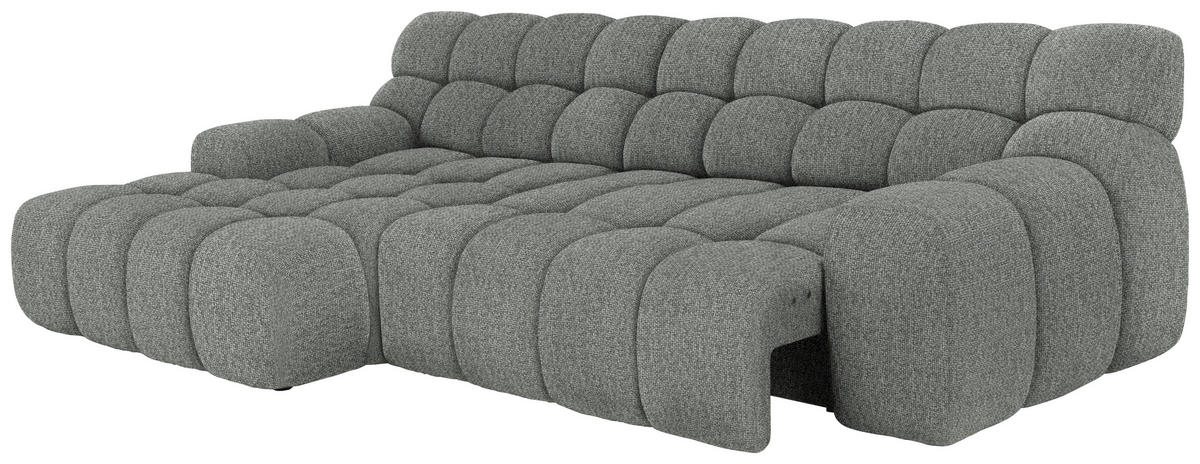 Ecksofa inkl. Funktion Dunkelgrau Webstoff  - Dunkelgrau/Schwarz, MODERN, Kunststoff/Textil (180/297cm) - Welnova