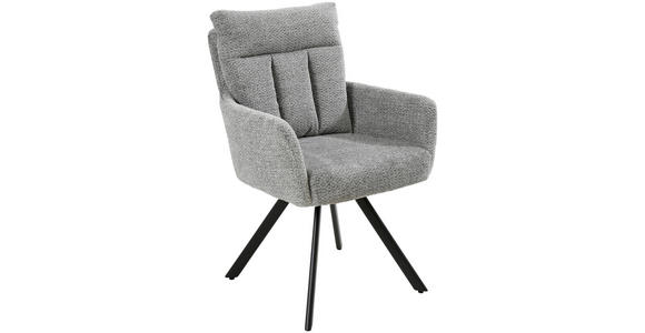 ARMLEHNSTUHL  Sitzfläche 360° drehbar, inklusive Armlehnen Chenille  - Schwarz/Grau, Design, Textil/Metall (60,5/92/67cm) - Carryhome
