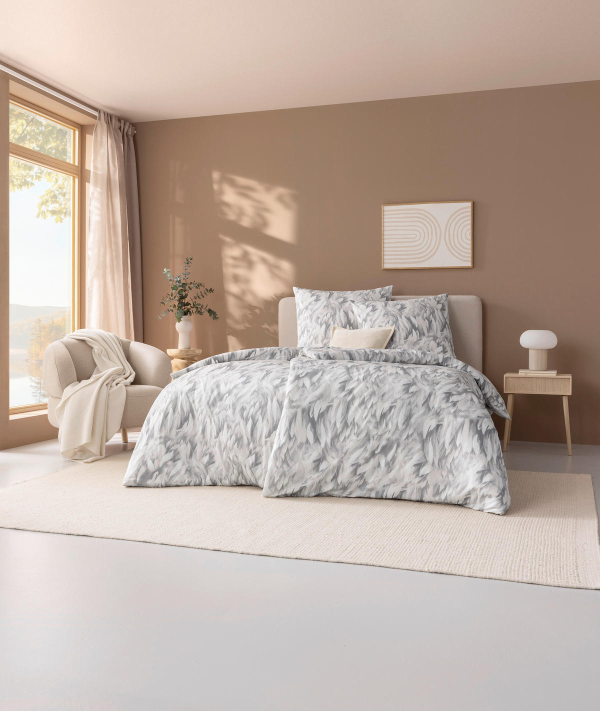 BETTWÄSCHESET 2-teilig Rena Interlock-Jersey 160/210 cm  - Grau, Basics, Textil (160/210cm) - Estella