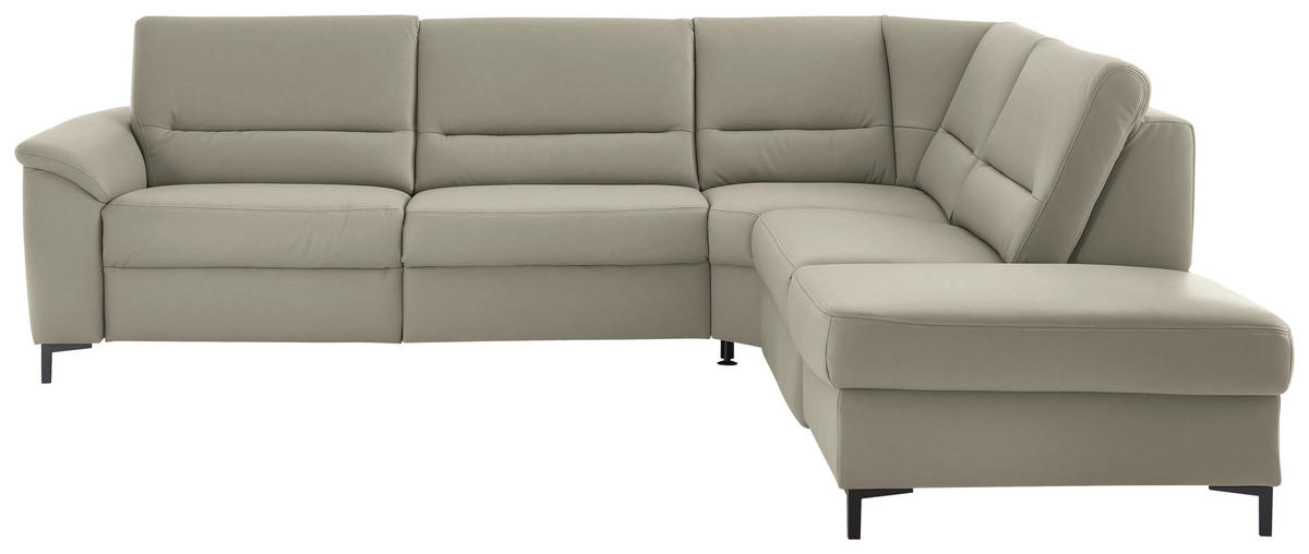 ECKSOFA Echtleder Grau  - Schwarz/Grau, Konventionell, Leder/Metall (290/249cm) - Beldomo Premium