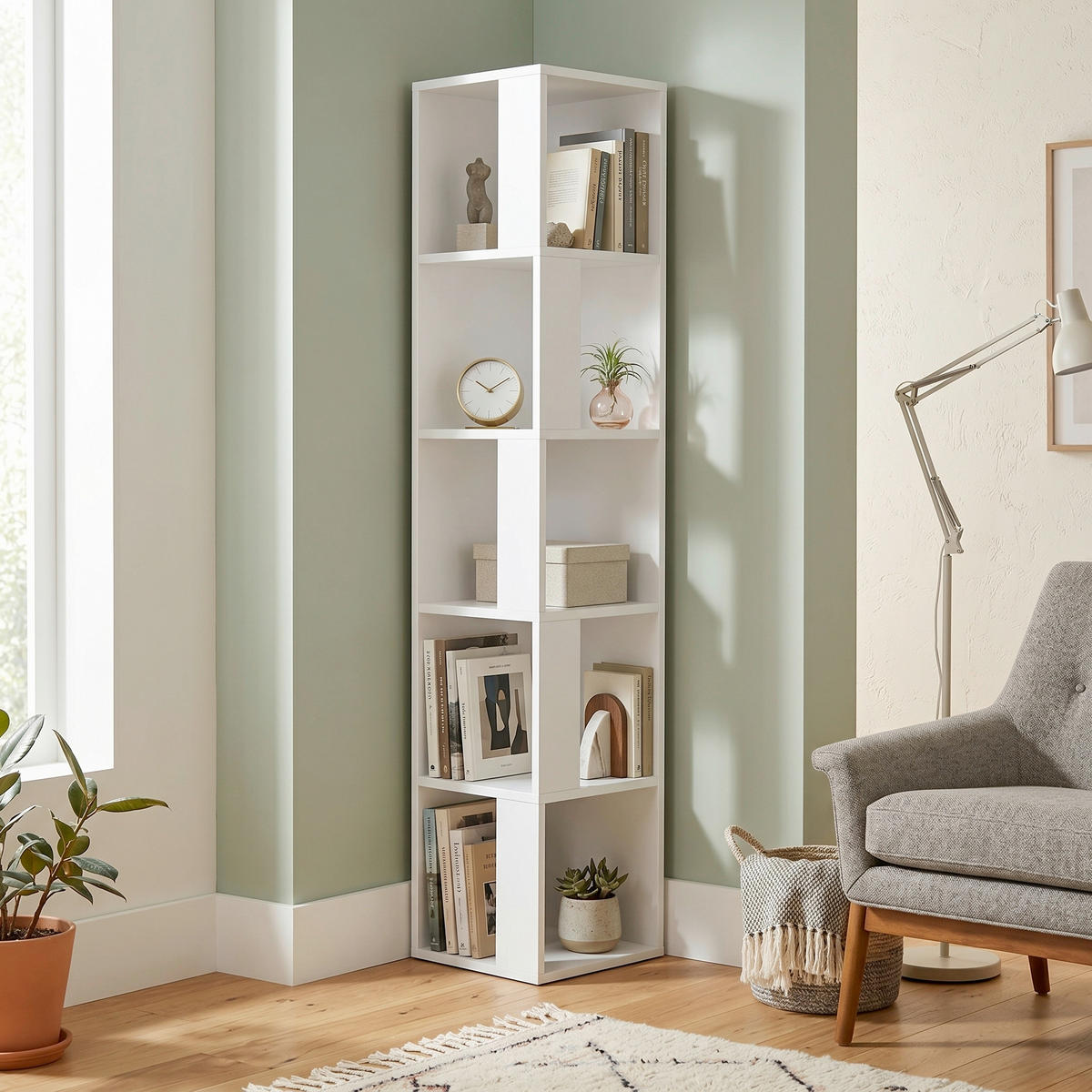 ECKREGAL 32/159/32 cm Weiss  - Weiss, Design, Holzwerkstoff (32/159/32cm) - Livetastic