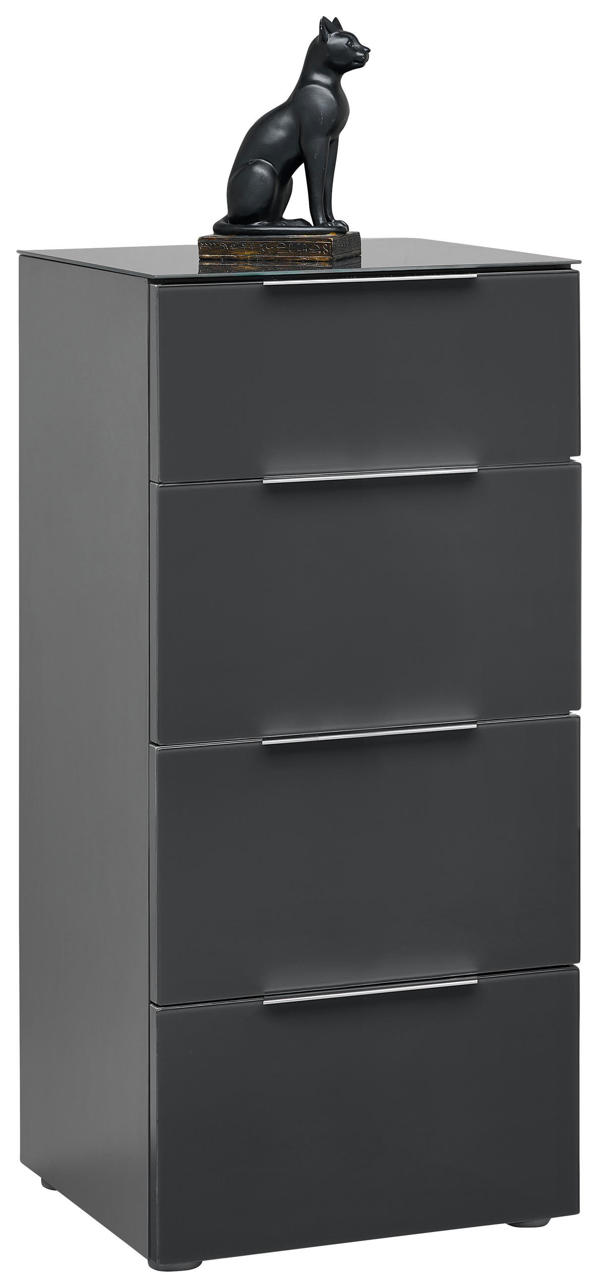 KOMMODE  in 45/101/42 cm  - Anthrazit/Alufarben, Design, Glas/Holzwerkstoff (45/101/40,5cm) - Voleo
