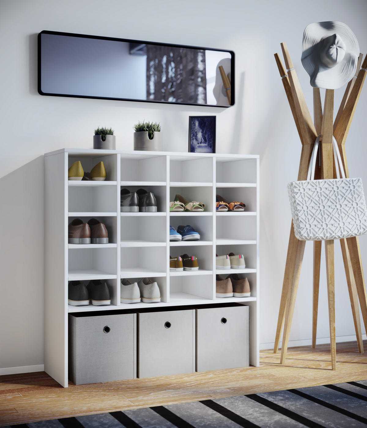 SCHUHREGAL Weiß  - Weiß, KONVENTIONELL, Holzwerkstoff (92/99/33cm) - MID.YOU