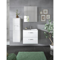 BADEZIMMER 3-teilig 90 cm  - Weiss Hochglanz/Weiss, Modern, Keramik/Holzwerkstoff (90cm) - MID.YOU