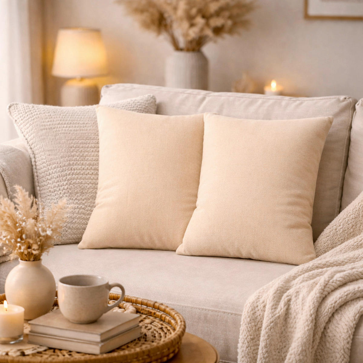 KISSENHÜLLEN-SET ELMER 40/40 cm  - Naturfarben, Basics, Textil (40/40cm)