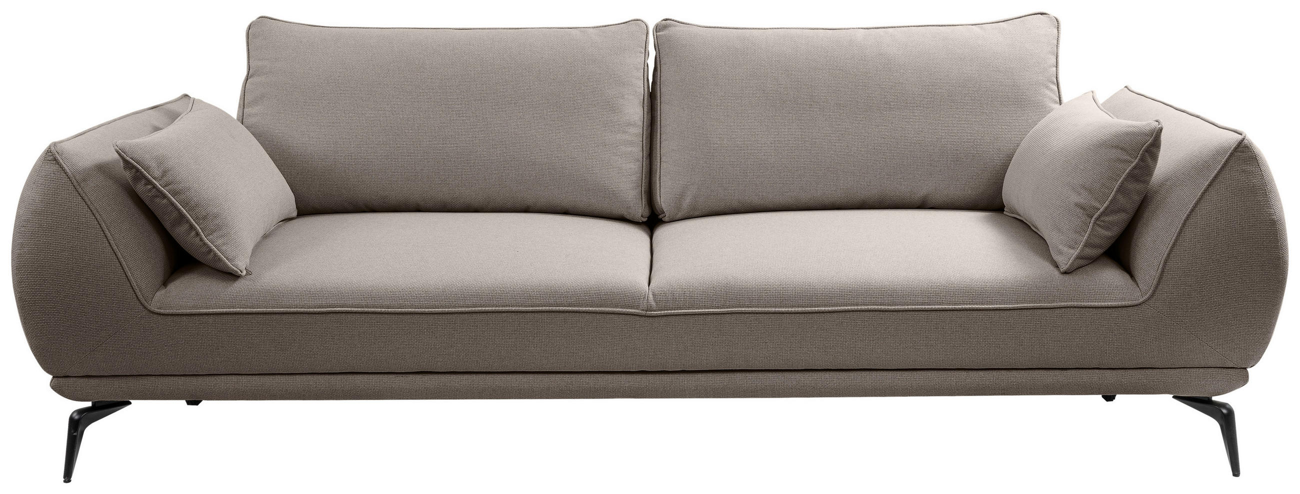 3-SITZER-SOFA Webstoff Hellbraun  - Hellbraun/Creme, MODERN, Textil/Metall (249/86/118cm) - MID.YOU