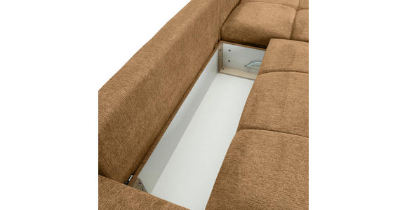 ECKSOFA  in Flachgewebe Cognac  - Cognac/Schwarz, KONVENTIONELL, Textil/Metall (295/180cm) - Carryhome