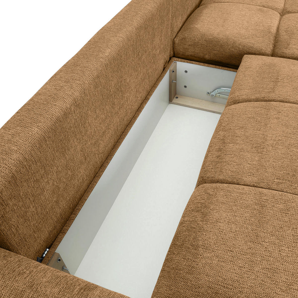 ECKSOFA  in Flachgewebe Cognac  - Cognac/Schwarz, KONVENTIONELL, Textil/Metall (295/180cm) - Carryhome