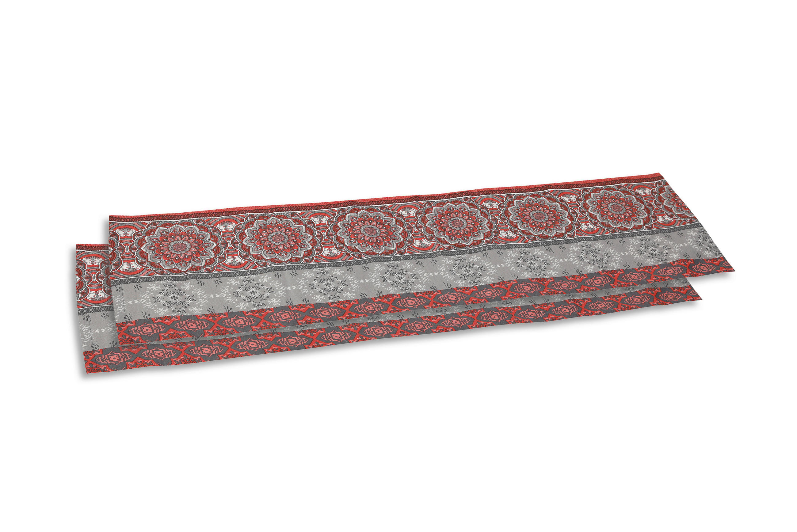 TISCHLÄUFER 2er-Set Textil Flachgewebe Grau, Rot, Dunkelgrau 40/140 cm  - Dunkelgrau/Rot, Basics, Textil (40/140cm)