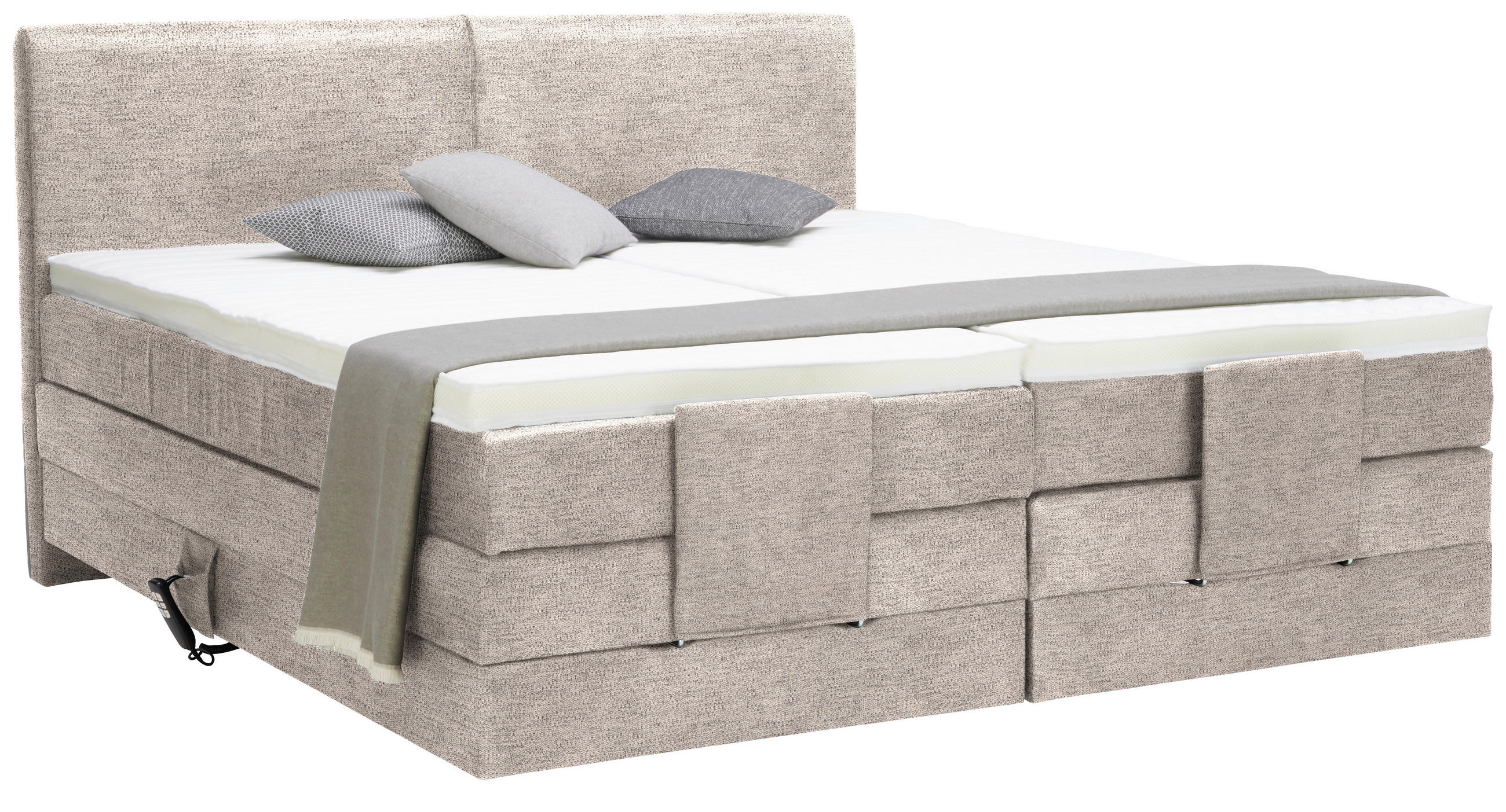 BOXSPRINGBETT 180/200 cm  in Beige  - Beige/Schwarz, Design, Kunststoff/Textil (180/200cm) - Hom`in