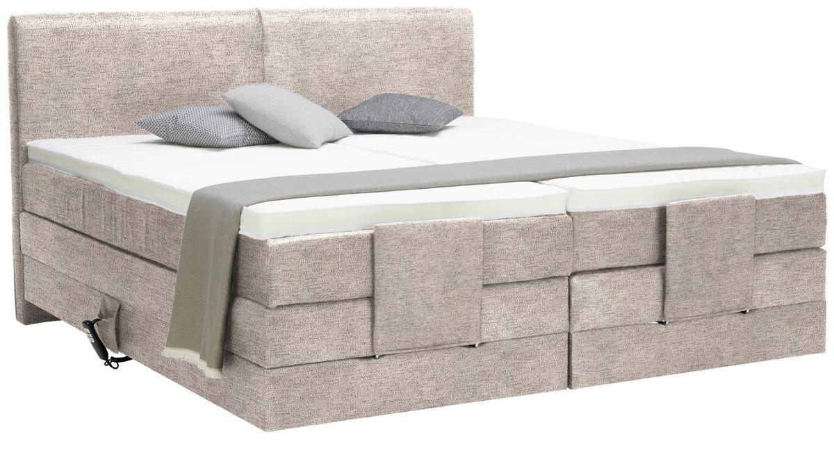 BOXSPRINGBETT 180/200 cm  in Beige  - Beige/Schwarz, Design, Kunststoff/Textil (180/200cm) - Hom`in
