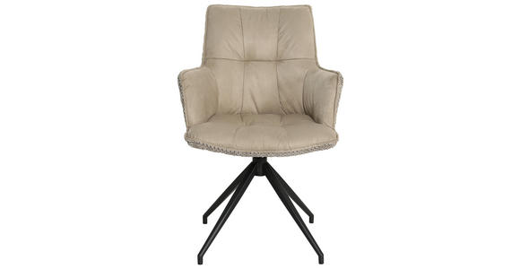 ARMLEHNSTUHL in Eisen Mikrofaser, Teddystoff - Taupe/Schwarz, Design, Textil/Metall (59/90/62,5cm) - Novel
