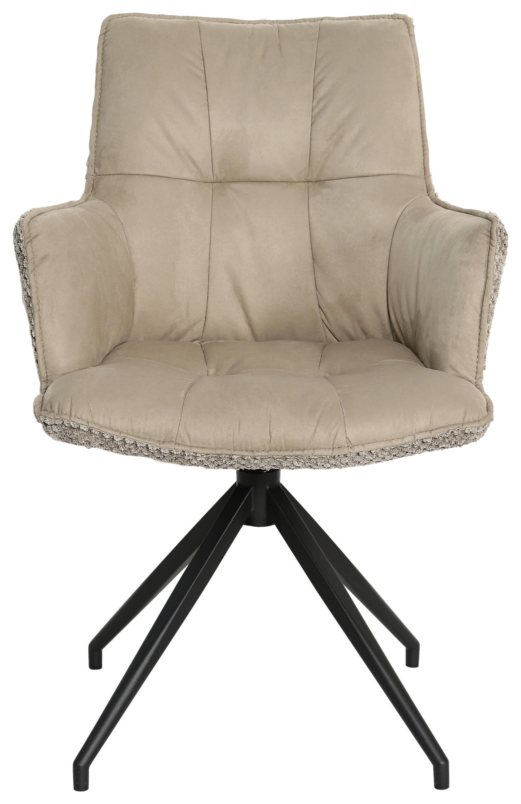 ARMLEHNSTUHL  in Eisen Mikrofaser, Teddystoff  - Taupe/Schwarz, Design, Textil/Metall (59/90/62,5cm) - Novel