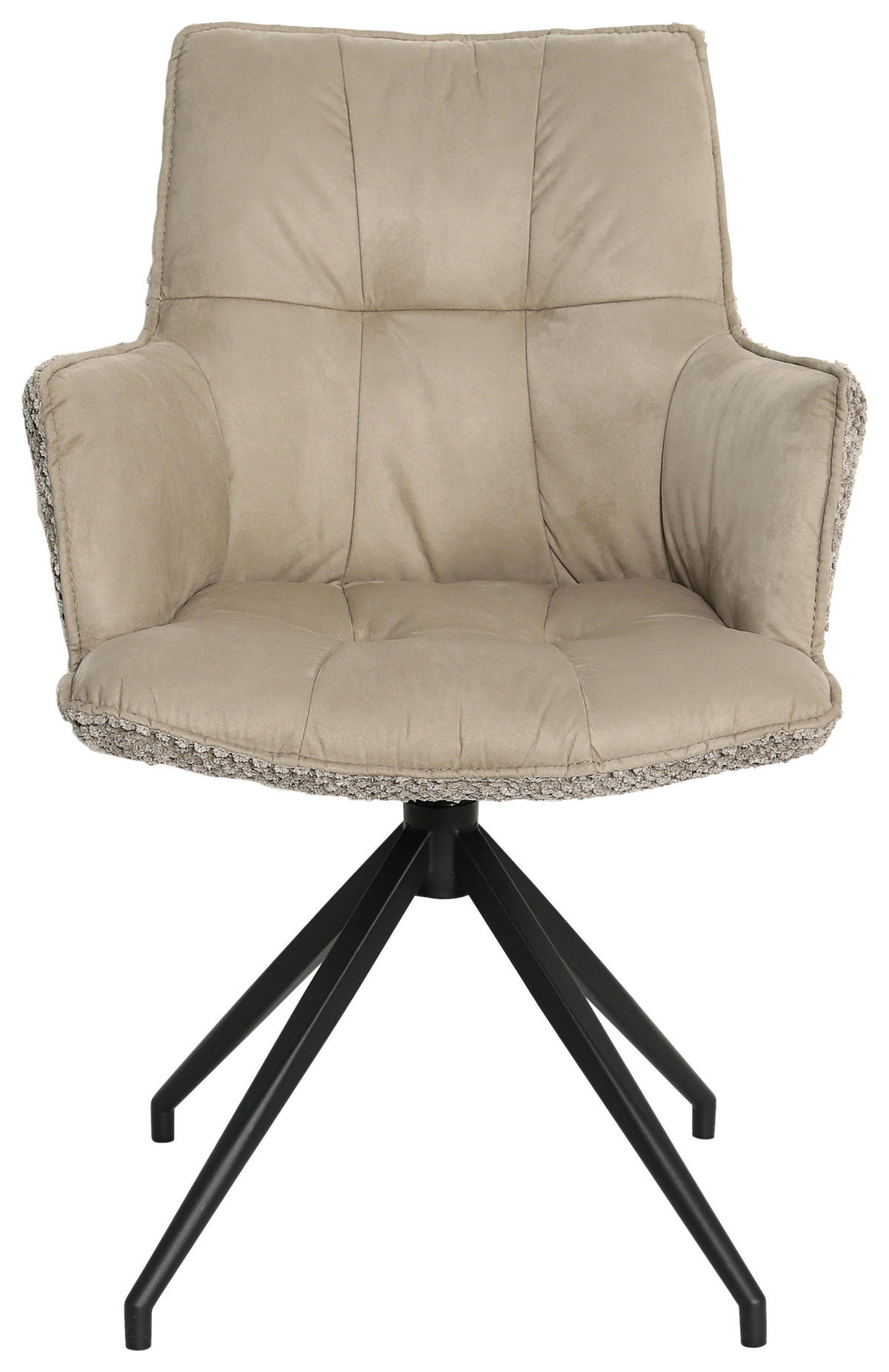 ARMLEHNSTUHL  in Eisen Mikrofaser, Teddystoff  - Taupe/Schwarz, Design, Textil/Metall (59/90/62,5cm) - Novel