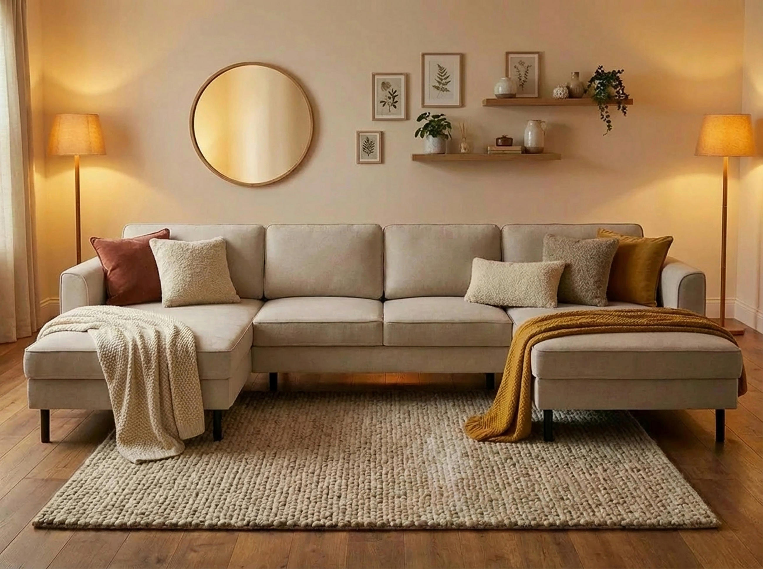 WOHNLANDSCHAFT Struktur Grau  - Schwarz/Grau, Modern, Textil/Metall (161/306/161cm) - Trendmanufaktur