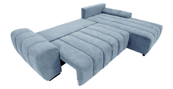 ECKSOFA Blau Flachgewebe - Blau/Schwarz, KONVENTIONELL, Holz/Textil (275/180cm) - Carryhome